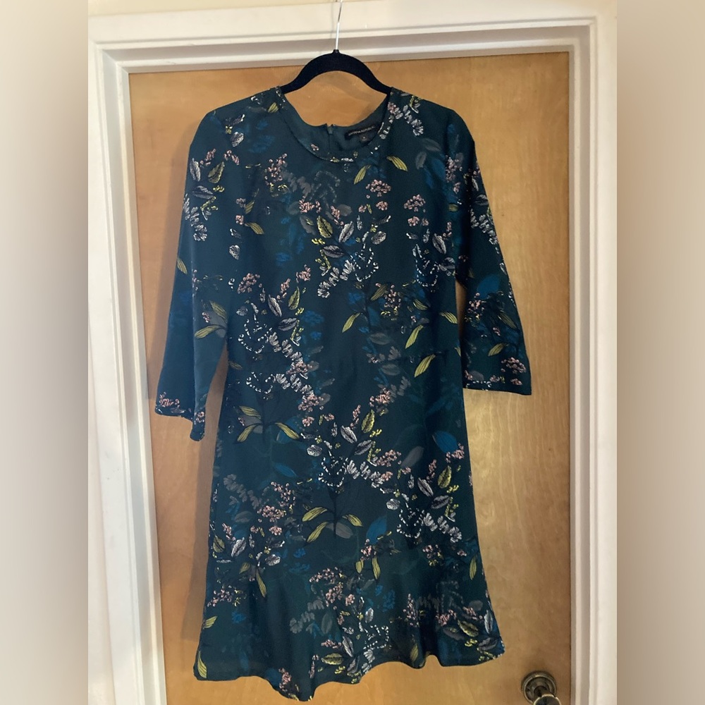 Banana Republic Green 3/4 sleeve floral dress